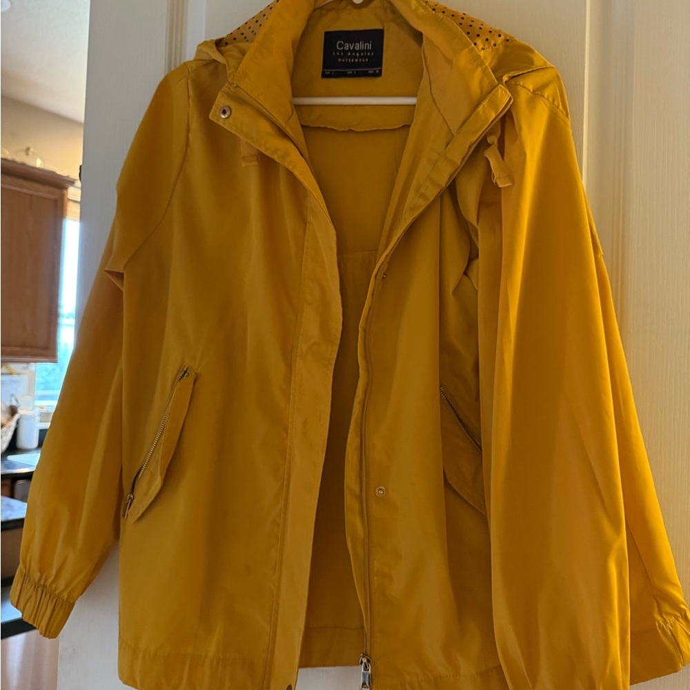 Yellow Cavallini light wind breaker Jacket New condition Size Large Polka dots